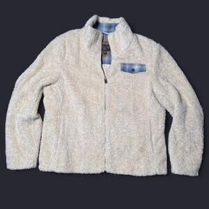 Pendleton Beige Sherpa Zip-Up Fleece Jacket